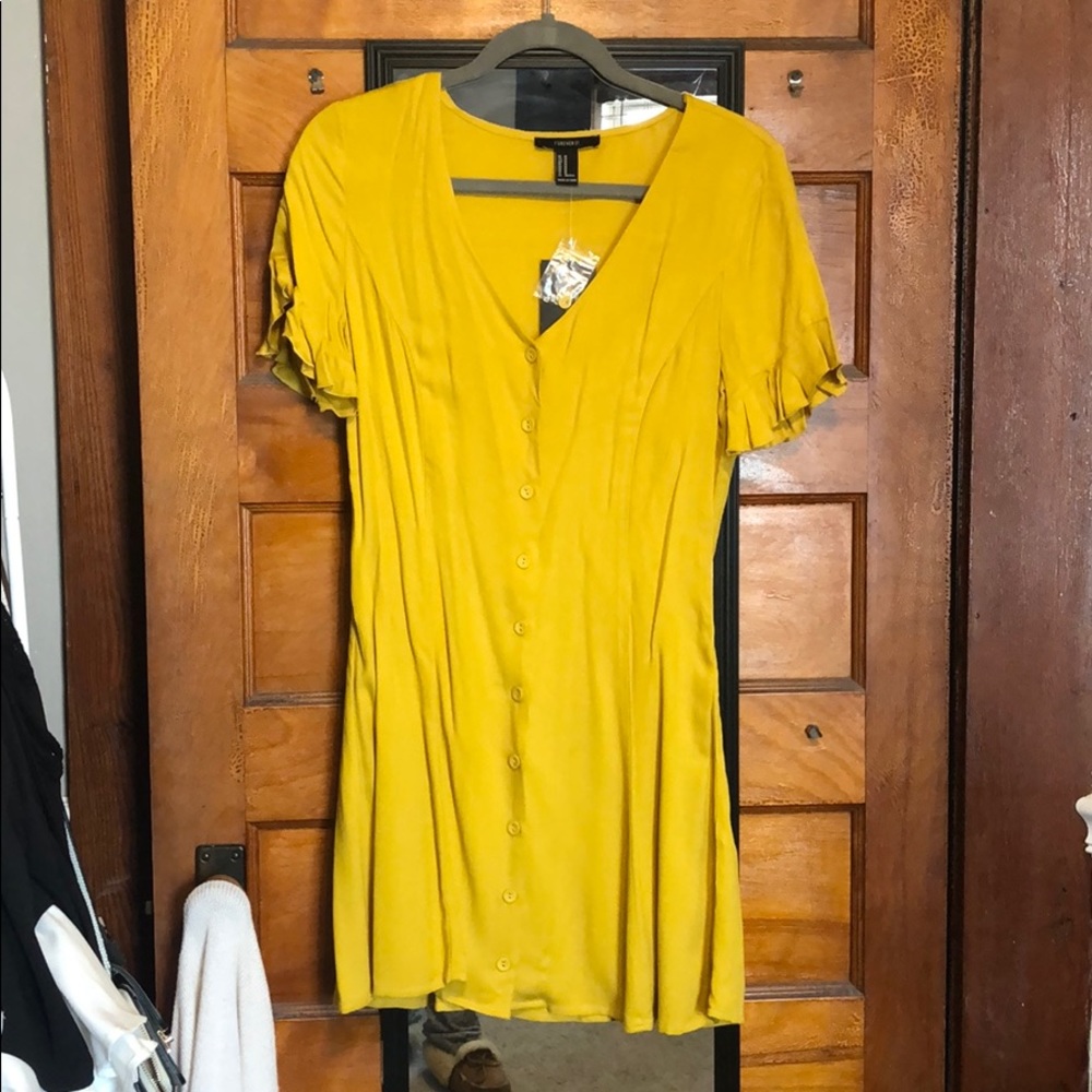 Mustard button downs dress